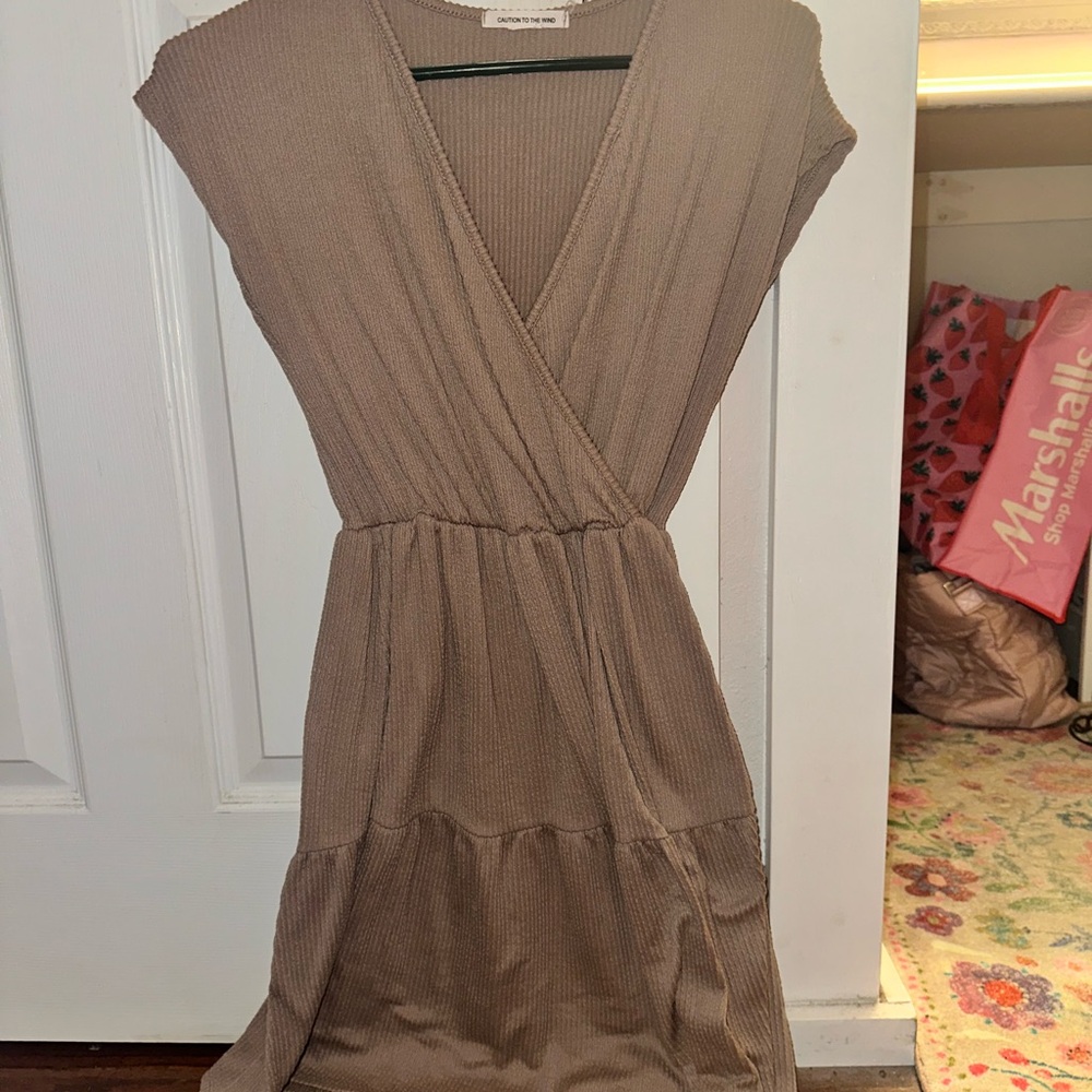 Caution To The Wind Brown Midi Dress